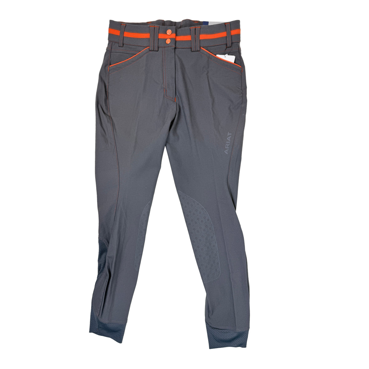 Ariat Heritage Elite Grip Knee Patch Breech in Grey/Tangerine