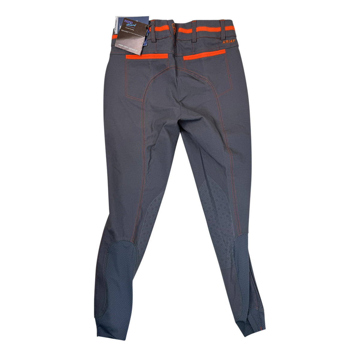 Ariat Heritage Elite Grip Knee Patch Breech in Grey/Tangerine