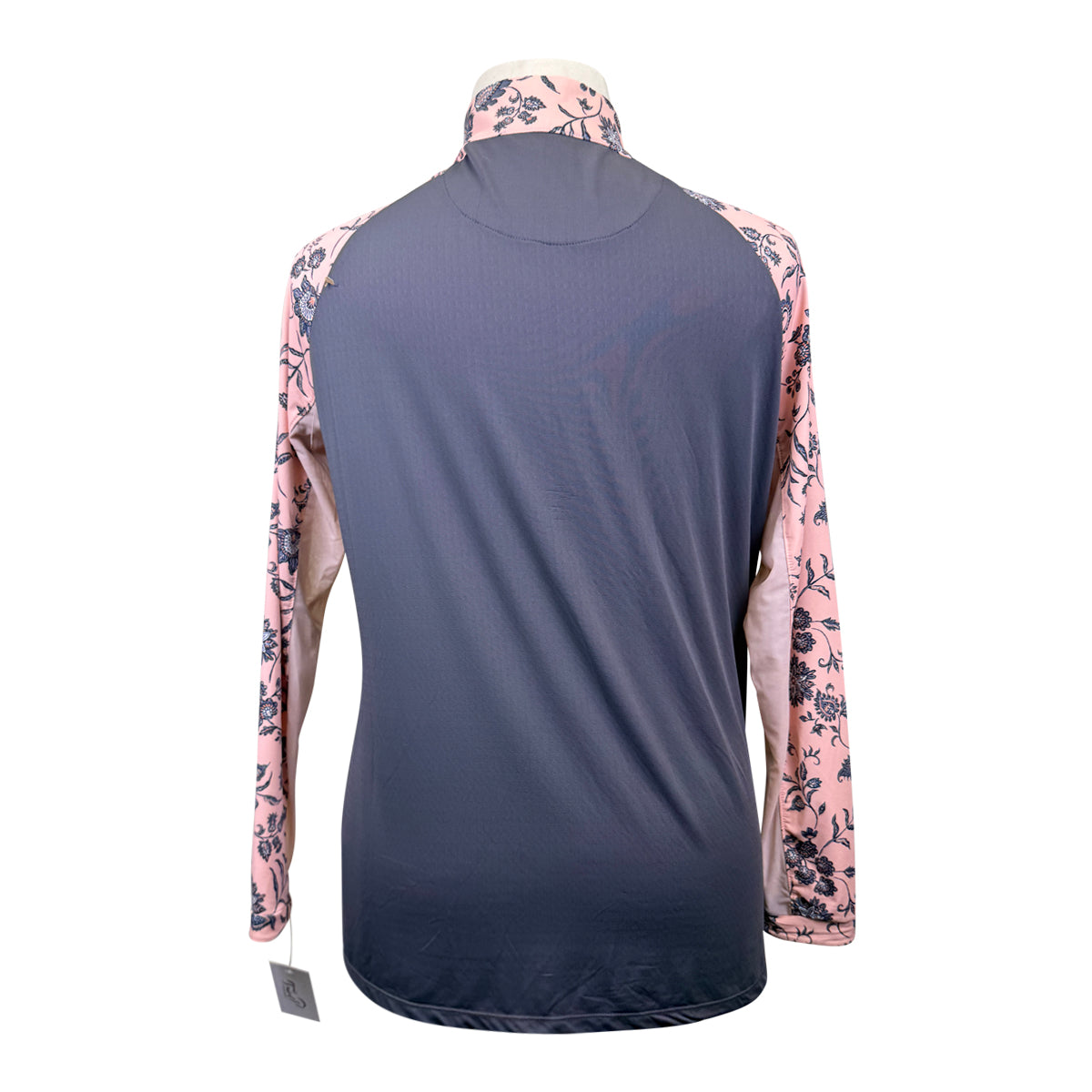 Kastel 1/4 Zip Raglan Long Sleeve in Grey/Pink Paisley