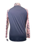 Kastel 1/4 Zip Raglan Long Sleeve in Grey/Pink Paisley