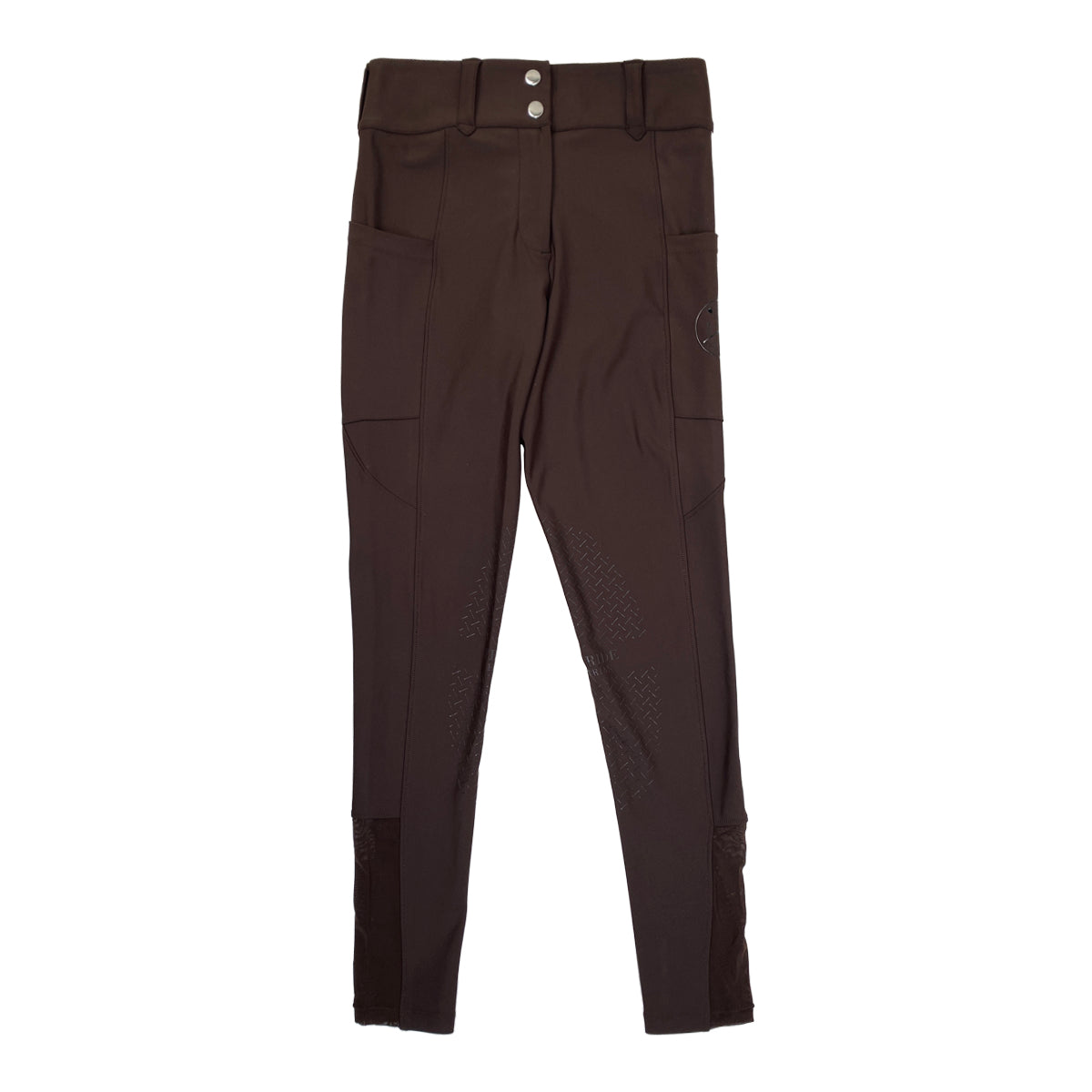 Front of Free Ride Equestrian 'Lux' Knee Grip Breech in Mocha - Women's XL