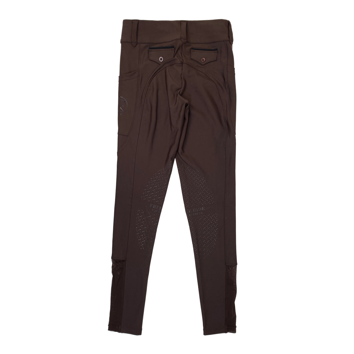 Back of Free Ride Equestrian 'Lux' Knee Grip Breech in Mocha - Women's XL