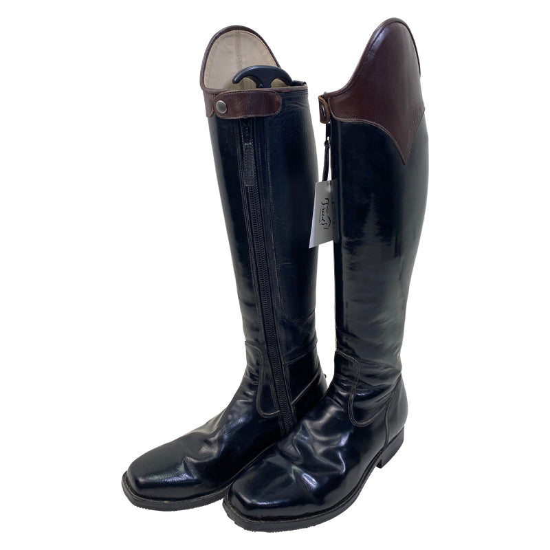 Front view LM Custom Dressage Boots in Black/Chocolate 