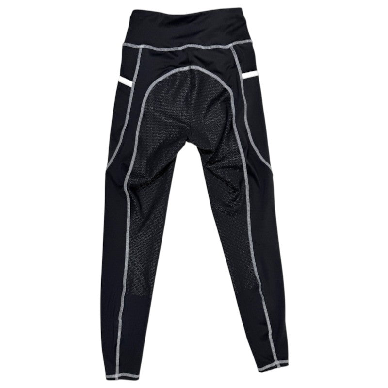 Riding Sport 'Poppy' Full Seat Tights in Black/White Stitching