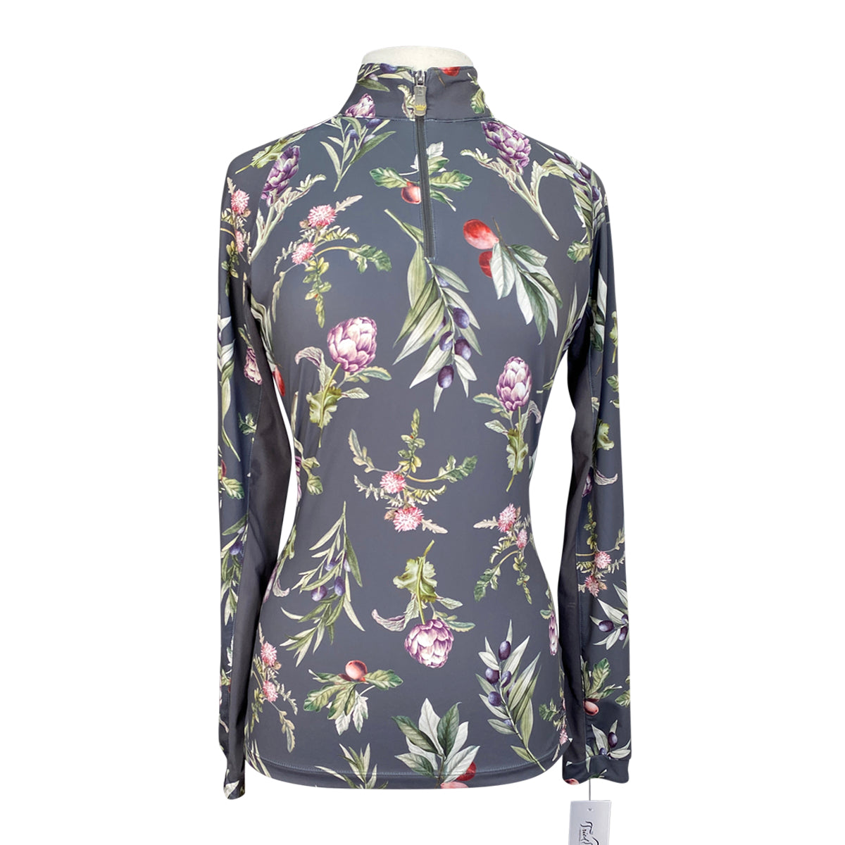 Front of Kastel Long Sleeve 1/4 Zip Shirt in Asphalt Fig - Women's XS