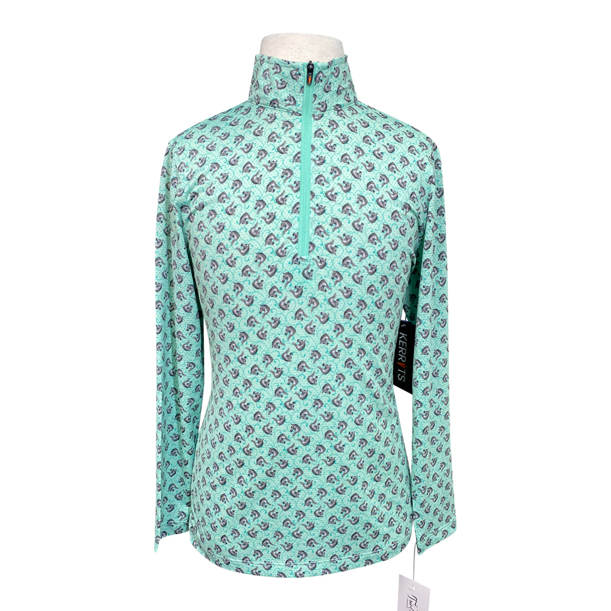 Kerrits Ice Fil Lite Long Sleeve in Spearmint Pinwheel Horse