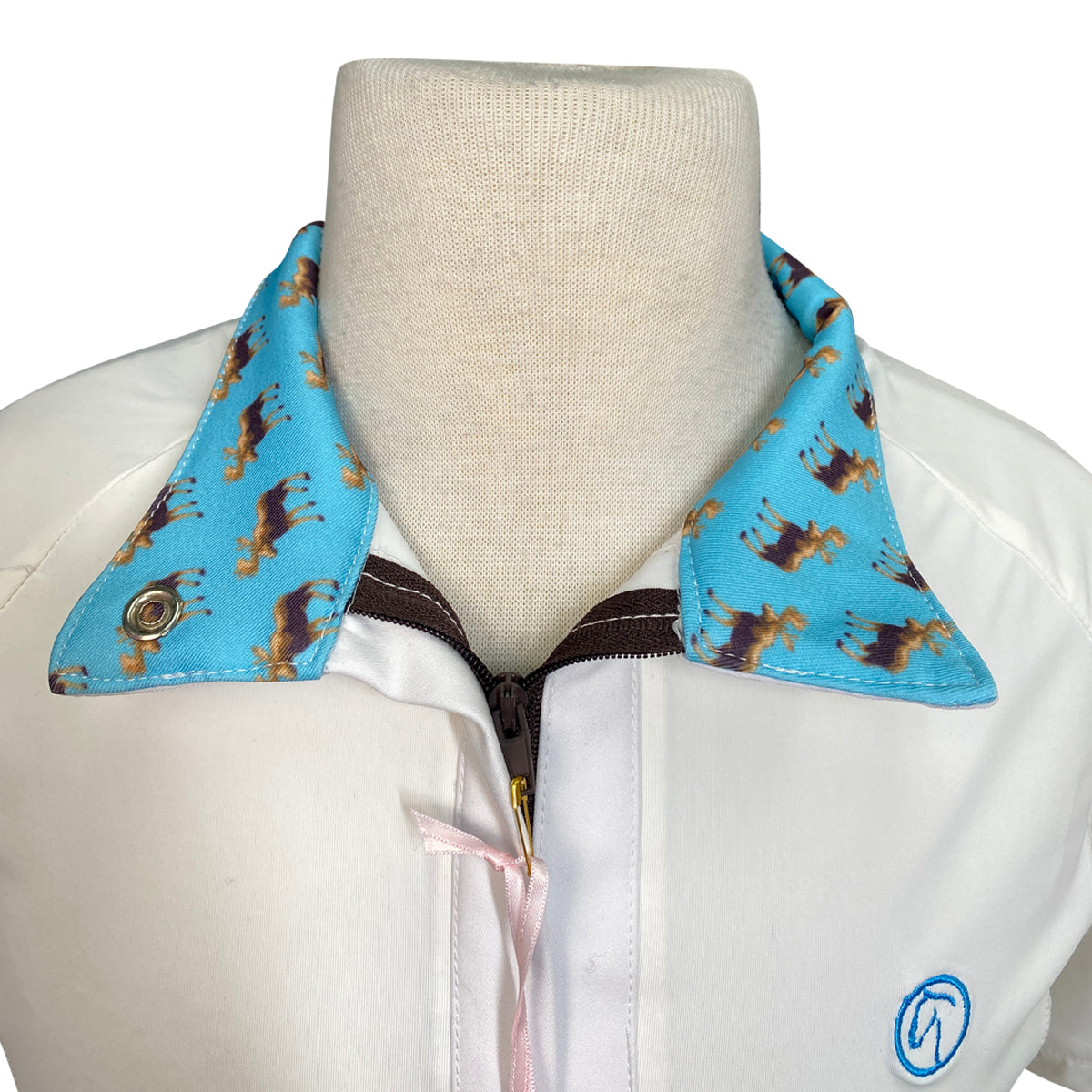 Kathryn Lily Equestrian Show Shirt in White/Moose Collar