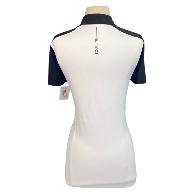 Back of Equiline &#39;Coralc&#39; Tech Polo in White/Black