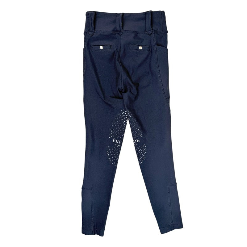 Free Ride Equestrian Kids' 'Lux' Knee Patch Tights in Navy