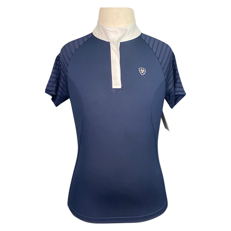 Ariat 'Aptos Vent' Competition Shirt in Navy/White Collar - Children's L/G (12)