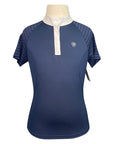 Ariat 'Aptos Vent' Competition Shirt in Navy/White Collar - Children's L/G (12)