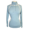 Front of Essex Classics Funnel Neck Sweater in Country Blue - Women's Large