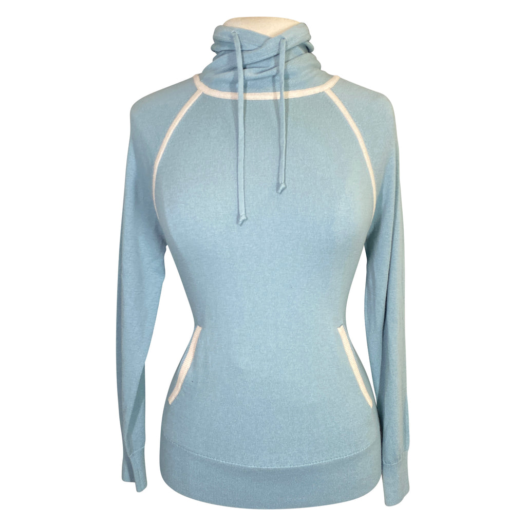 Front of Essex Classics Funnel Neck Sweater in Country Blue - Women's Large