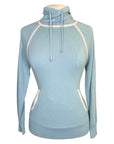 Front of Essex Classics Funnel Neck Sweater in Country Blue - Women's Large