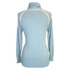 Back of Essex Classics Funnel Neck Sweater in Country Blue - Women's Large