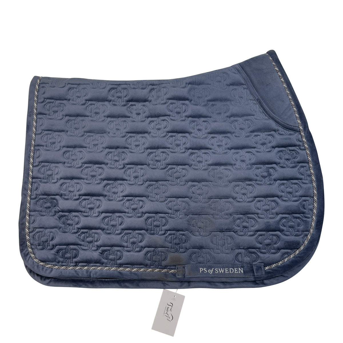 PS of Sweden Velvet Monogram Saddle Pad in Mist Blue