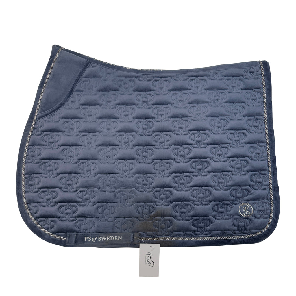 PS of Sweden Velvet Monogram Saddle Pad in Mist Blue