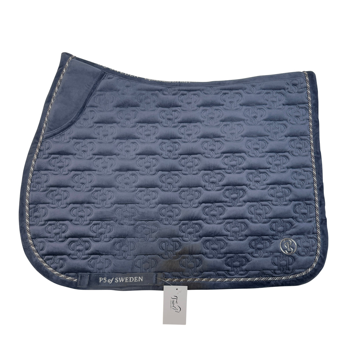 PS of Sweden Velvet Monogram Saddle Pad in Mist Blue