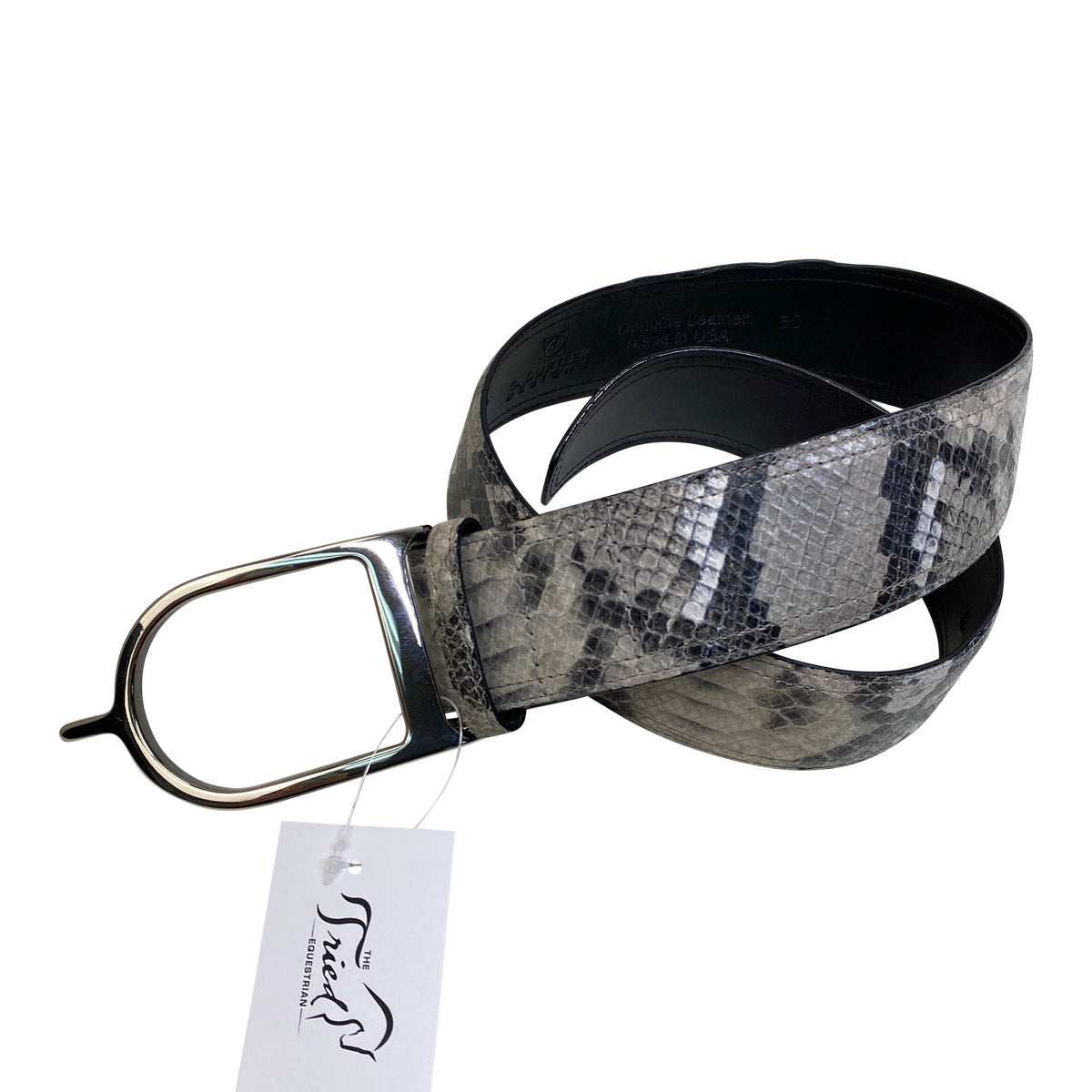 G. Duftler Designs Spur Belt in Silver Snakeskin