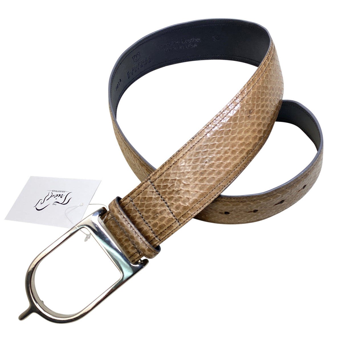 G. Duftler Designs Spur Belt in Sandy Snakeskin