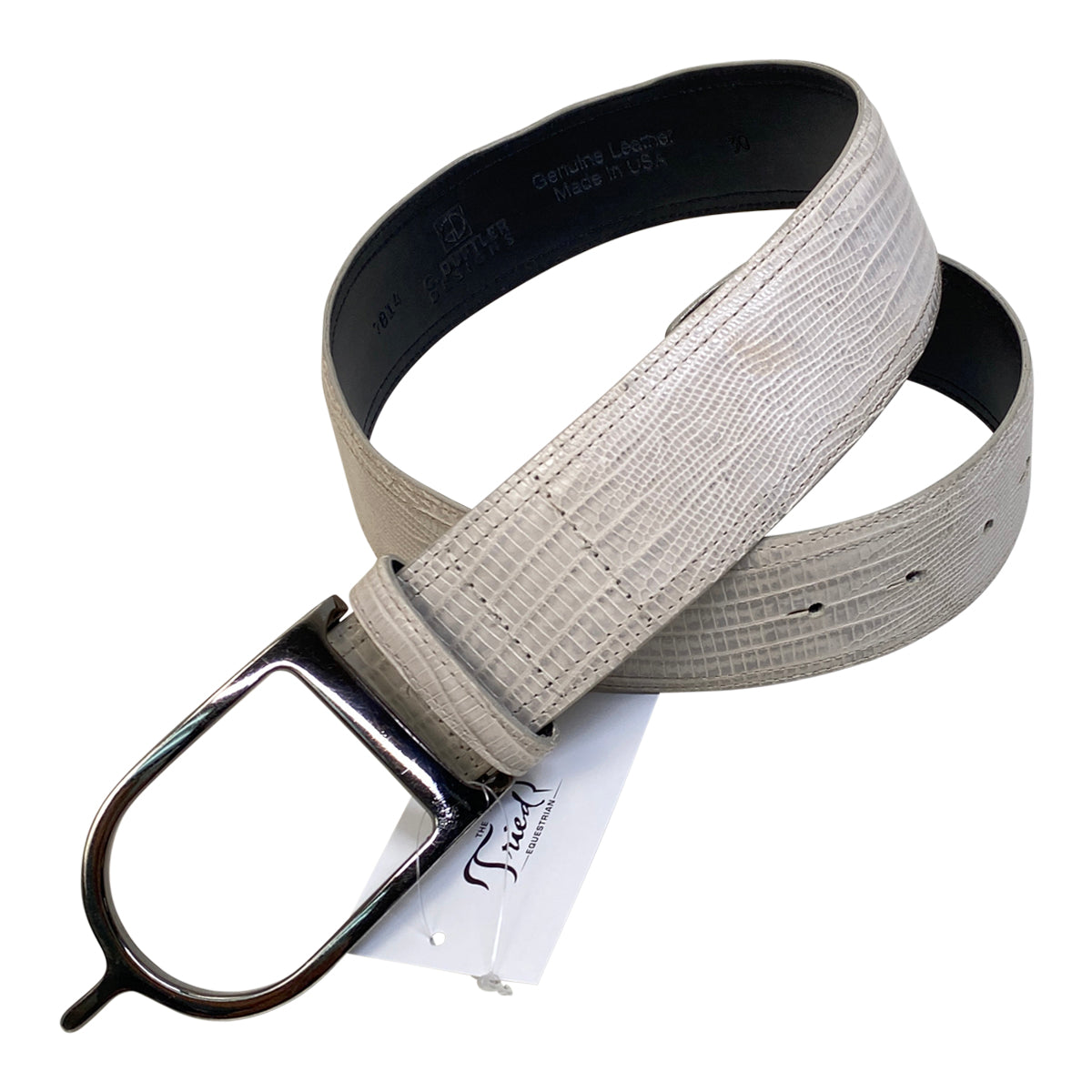 G. Duftler Designs Spur Belt in White Alligator Skin