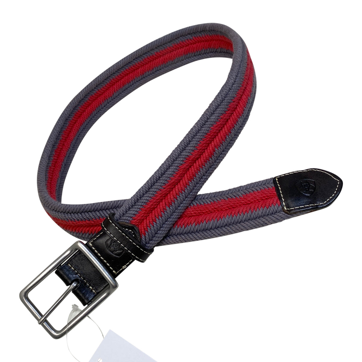 Ariat Three Rail Woven Belt in Grey/Red 