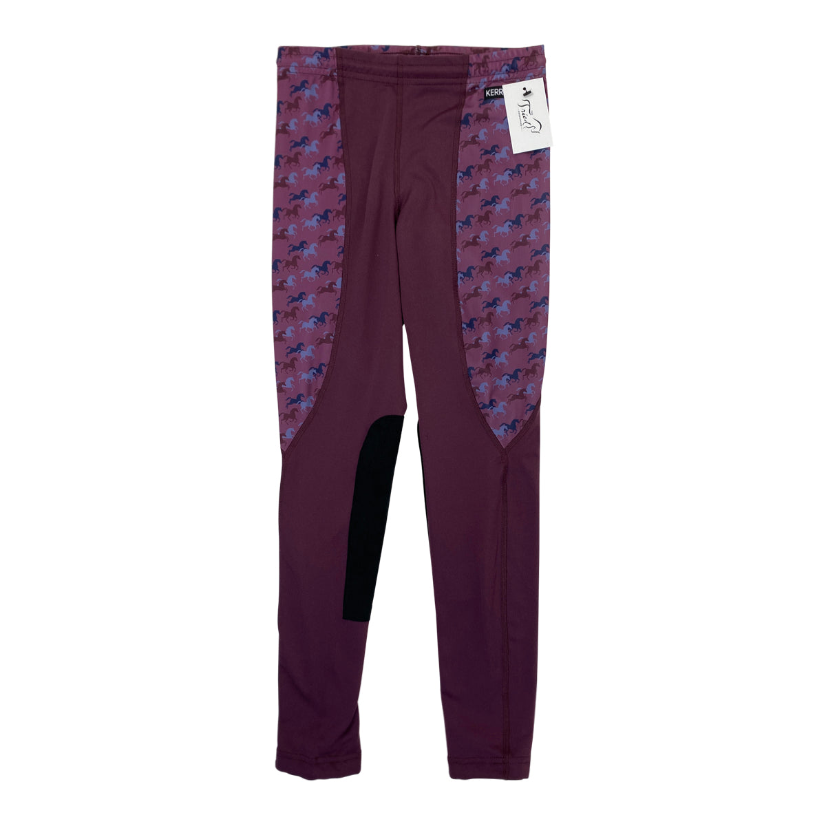 Front of Kerrits Knee Patch Performance Tights in Huckleberry Horses - Children's Small