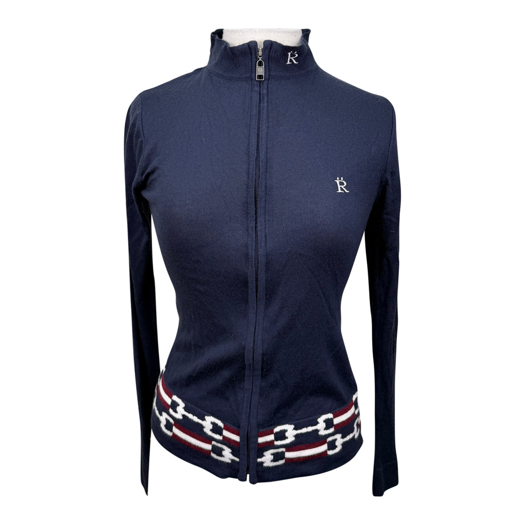 Ronner Zip Up Sweater in Navy/Bits
