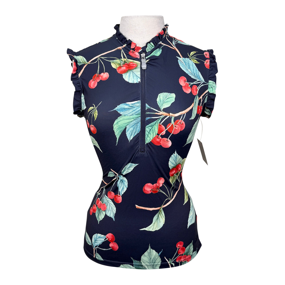Kastel Denmark Ruffle Shirt in Navy Cherries