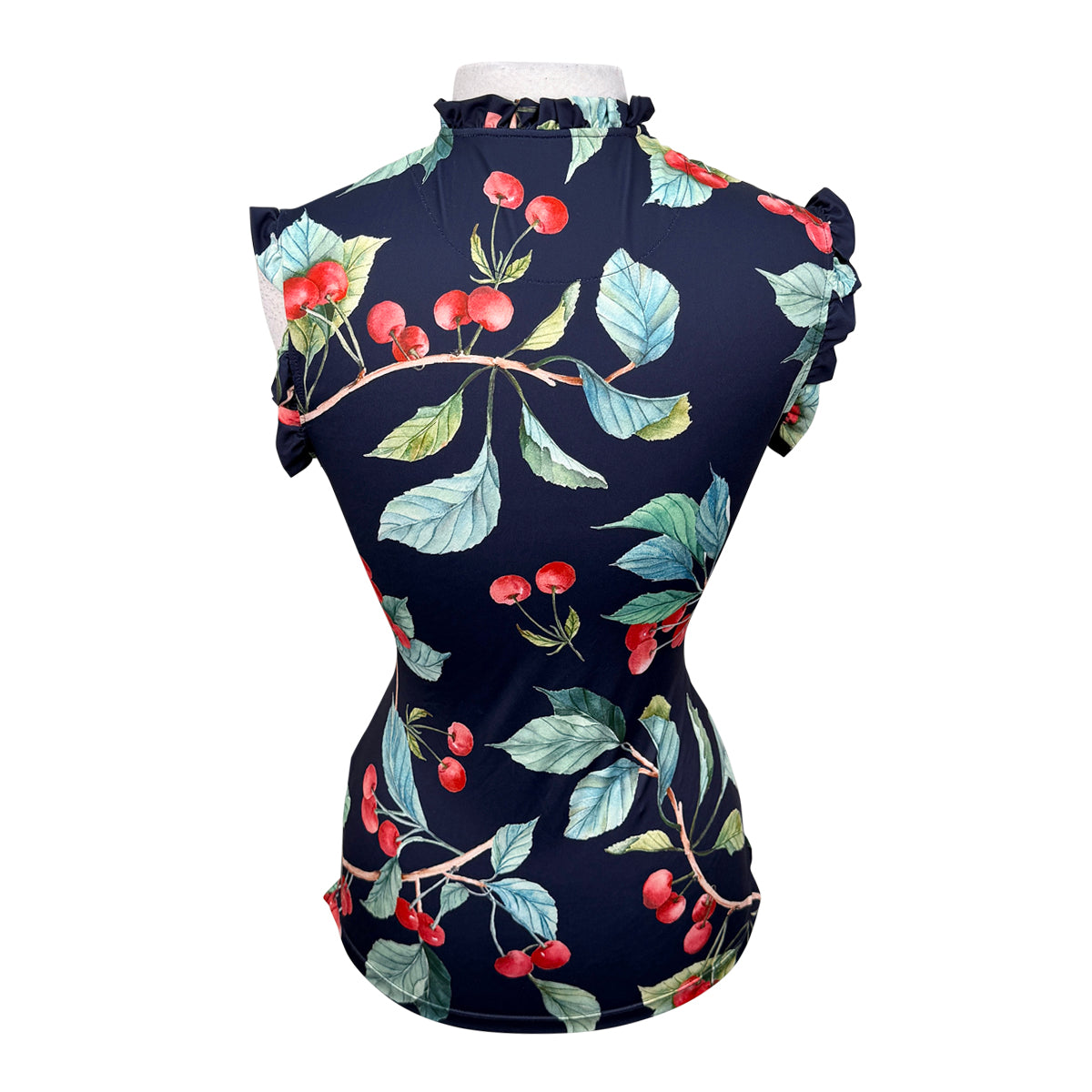 Kastel Denmark Ruffle Shirt in Navy Cherries