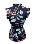 Kastel Denmark Ruffle Shirt in Navy Cherries