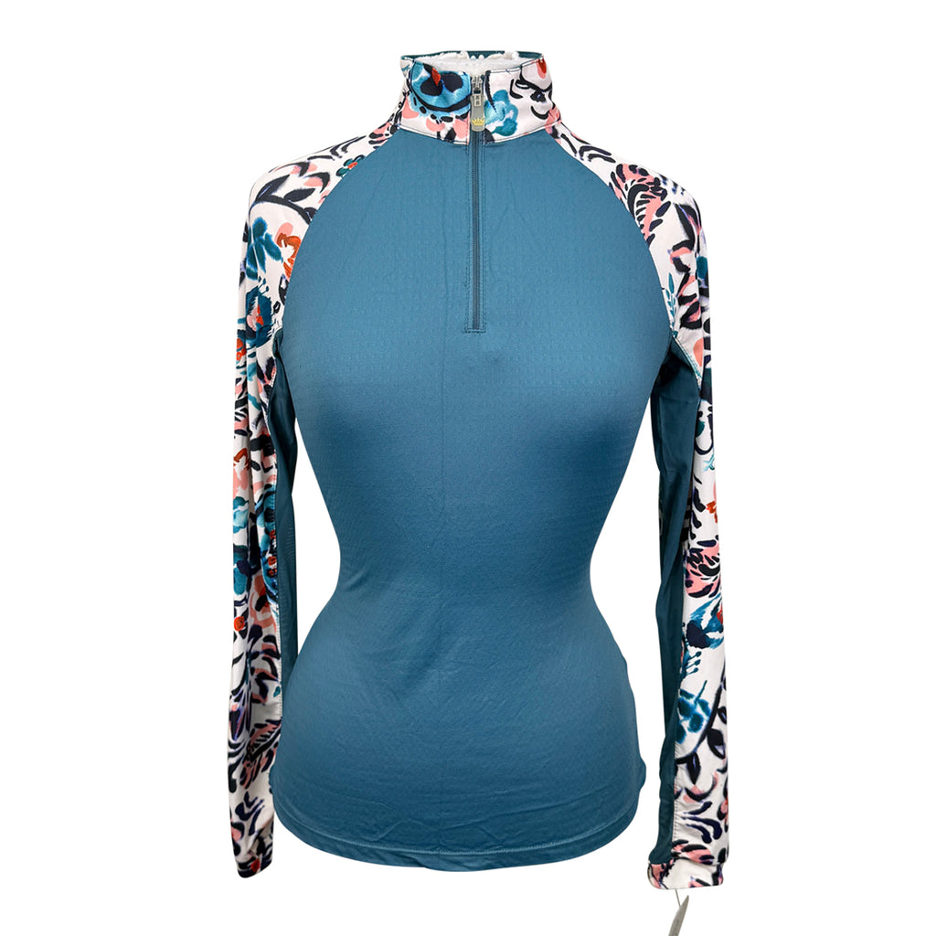 Kastel Long Sleeve 1/4 Zip in Peacock/Watercolor Paisley