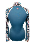 Kastel Long Sleeve 1/4 Zip in Peacock/Watercolor Paisley