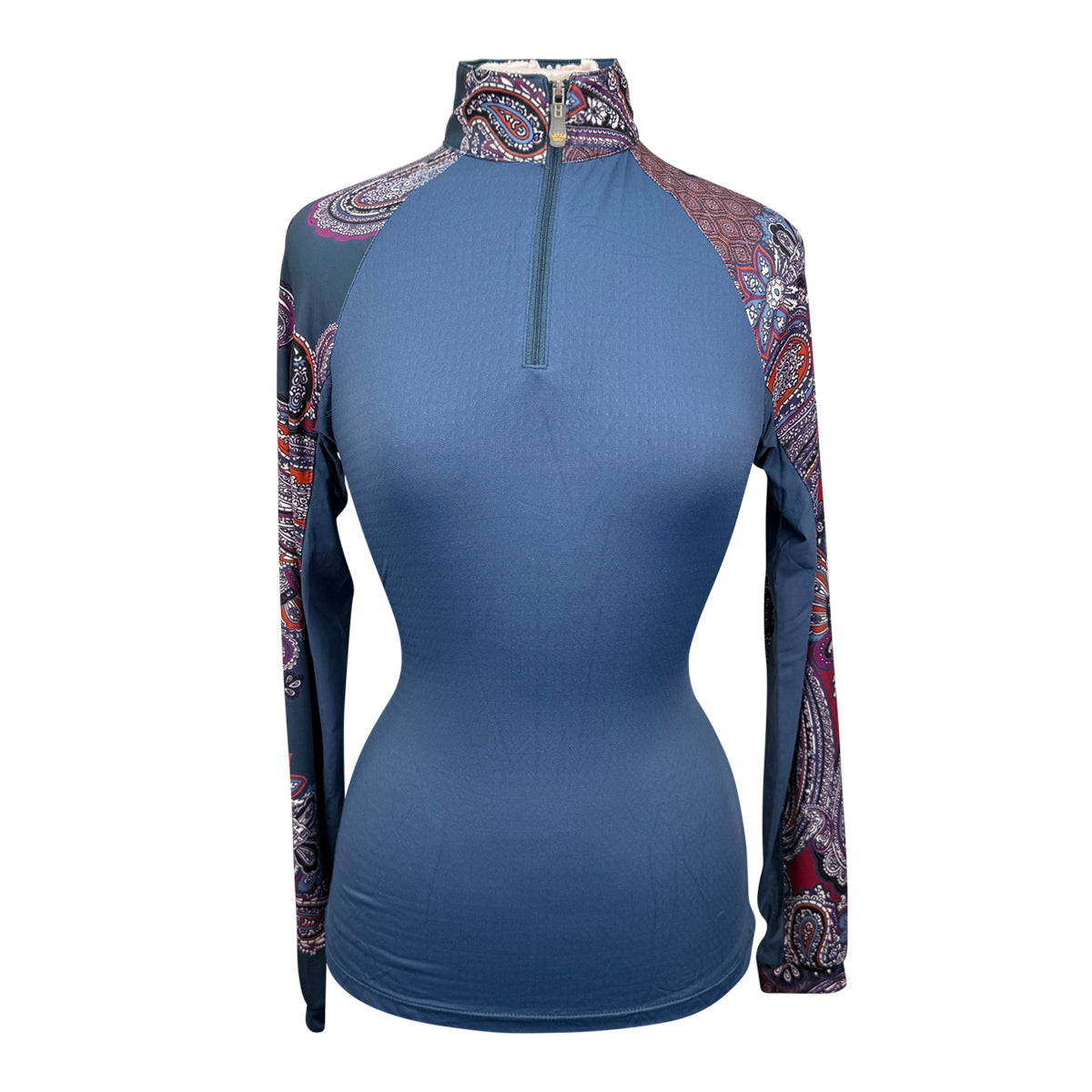 Kastel Long Sleeve 1/4 Zip in Denim Blue/Purple Paisley