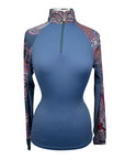 Kastel Long Sleeve 1/4 Zip in Denim Blue/Purple Paisley