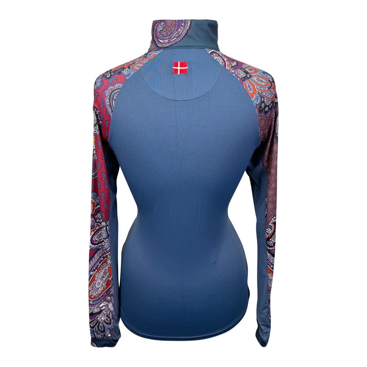 Kastel Long Sleeve 1/4 Zip in Denim Blue/Purple Paisley
