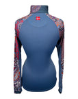 Kastel Long Sleeve 1/4 Zip in Denim Blue/Purple Paisley