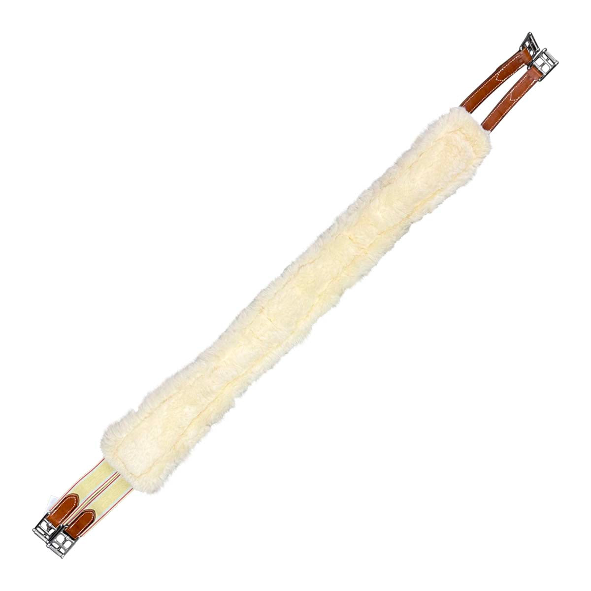 Sheepskin Lined Fancy Stitched Leather Girth in Chestnut