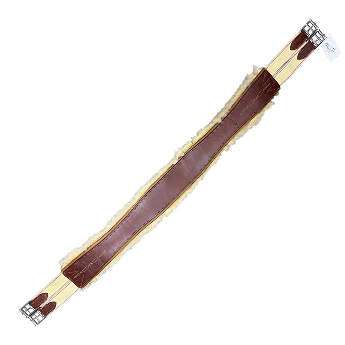 Edgewood Sheepskin Double End Elastic Girth in Brown