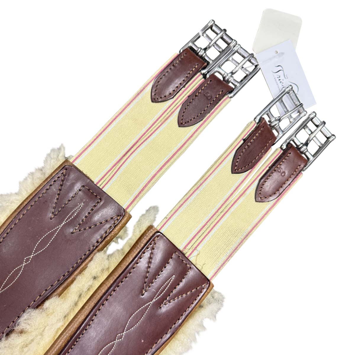Edgewood Sheepskin Double End Elastic Girth in Brown