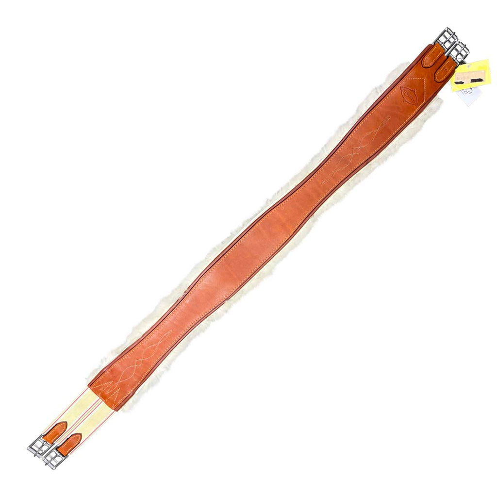 Edgewood Fancy Stitched Single Elastic Removable Sheepskin Girth in Chestnut