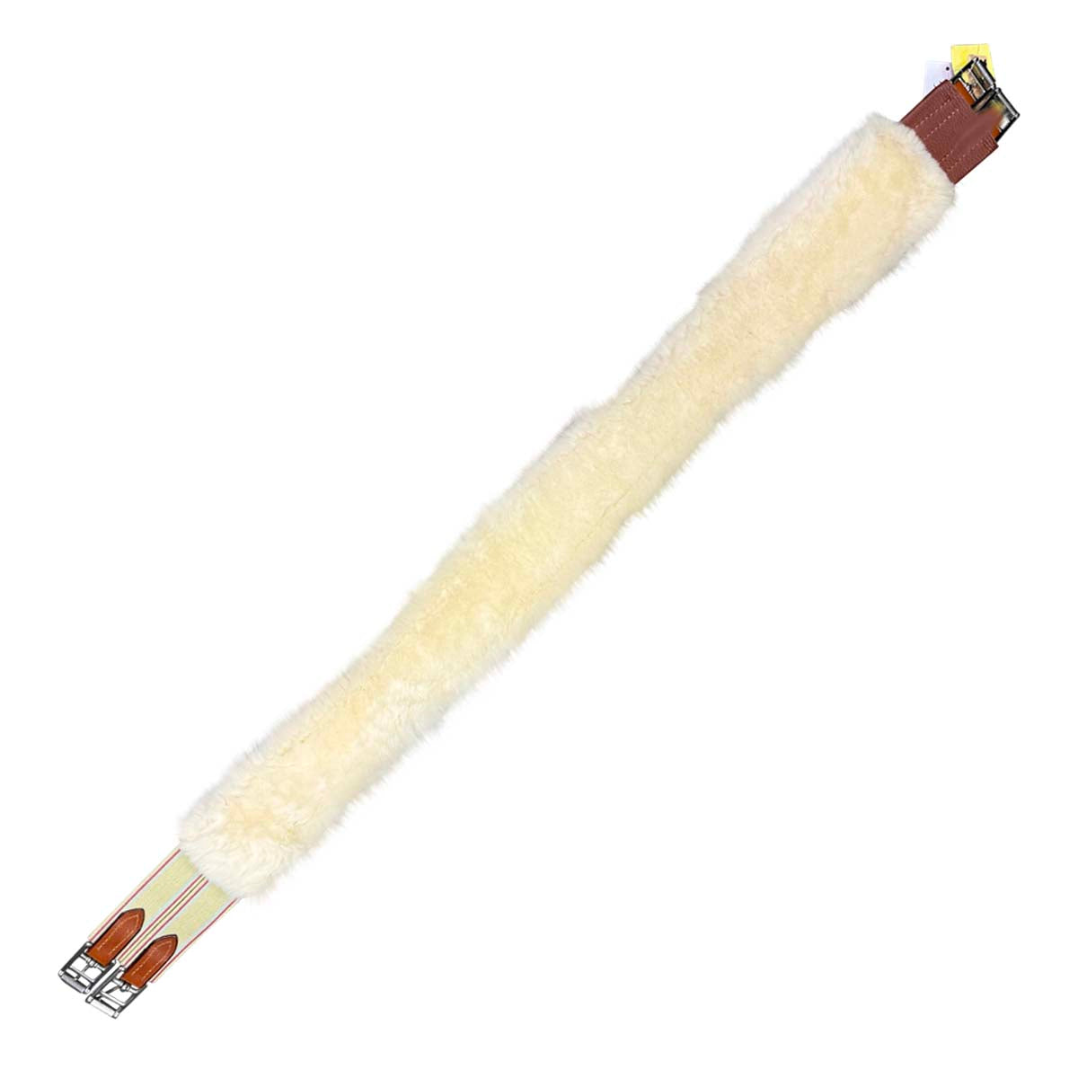 Edgewood Fancy Stitched Single Elastic Removable Sheepskin Girth in Chestnut