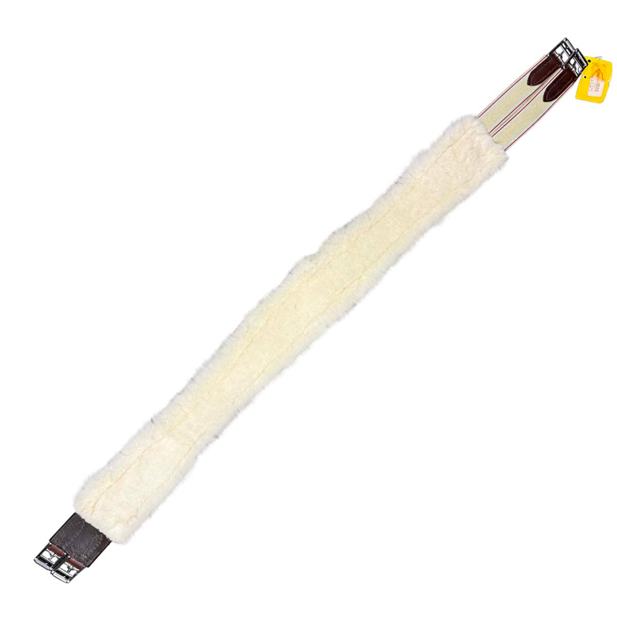 Edgewood Fancy Stitched Single Elastic Removable Sheepskin Girth in Brown