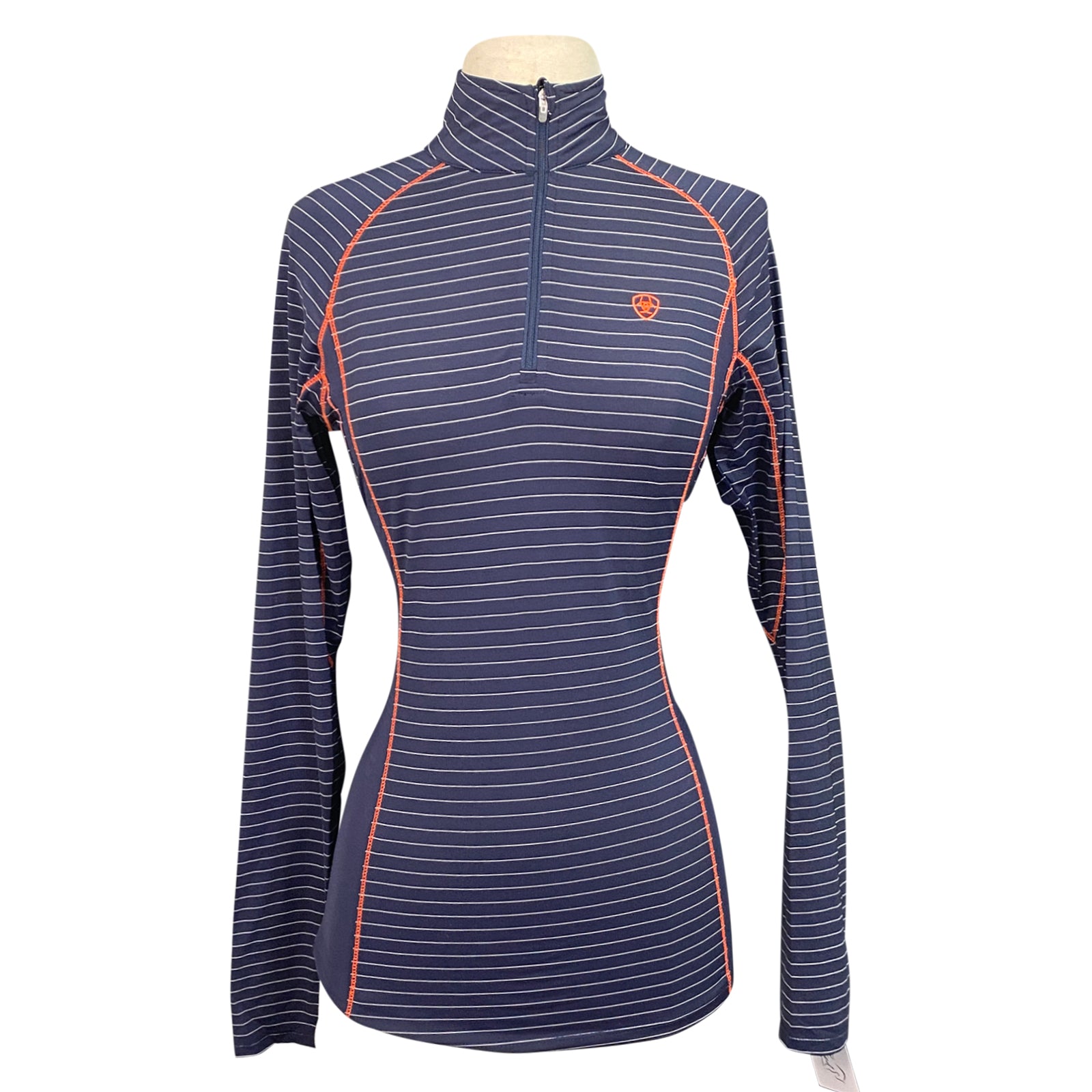 AriatTEK 'Tri Factor' 1/4 Zip Shirt in Navy Stripes