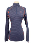 AriatTEK 'Tri Factor' 1/4 Zip Shirt in Navy Stripes