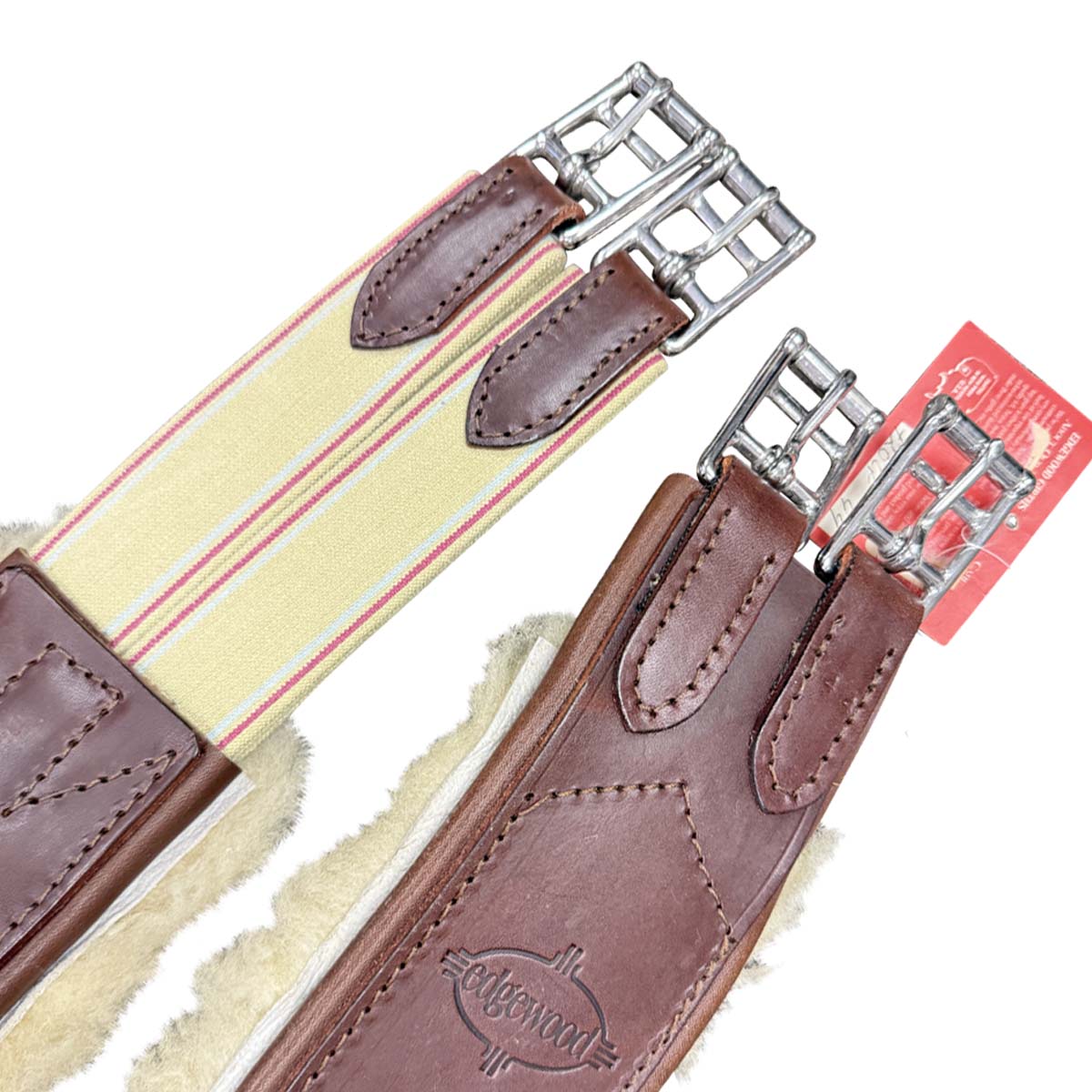 Edgewood Sheepskin Single End Elastic Girth in Brown 
