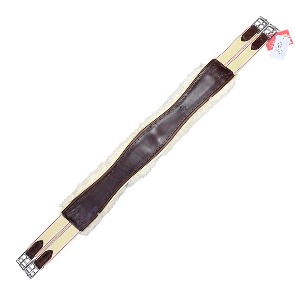 Edgewood Sheepskin Double End Elastic Girth in Brown