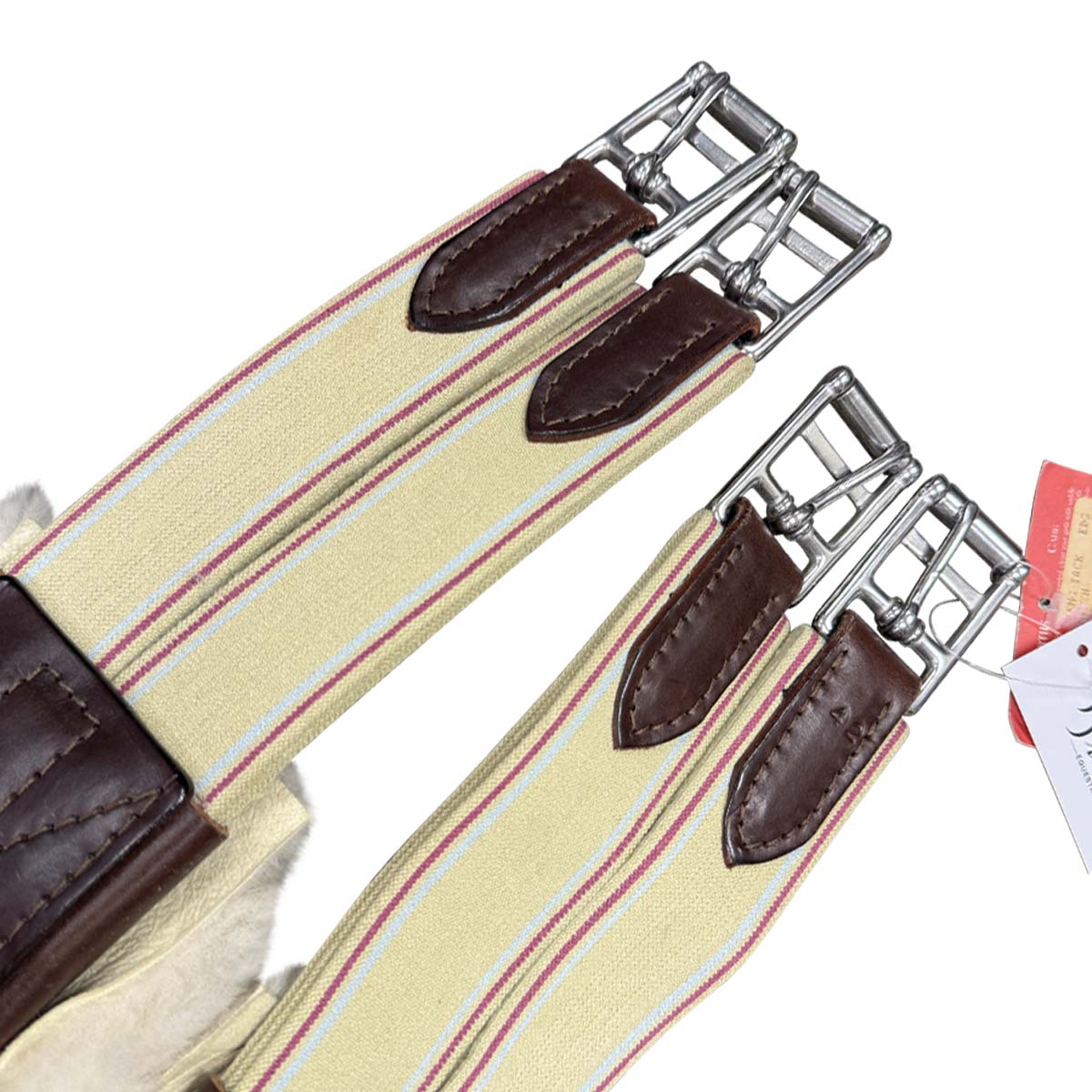 Edgewood Sheepskin Double End Elastic Girth in Brown