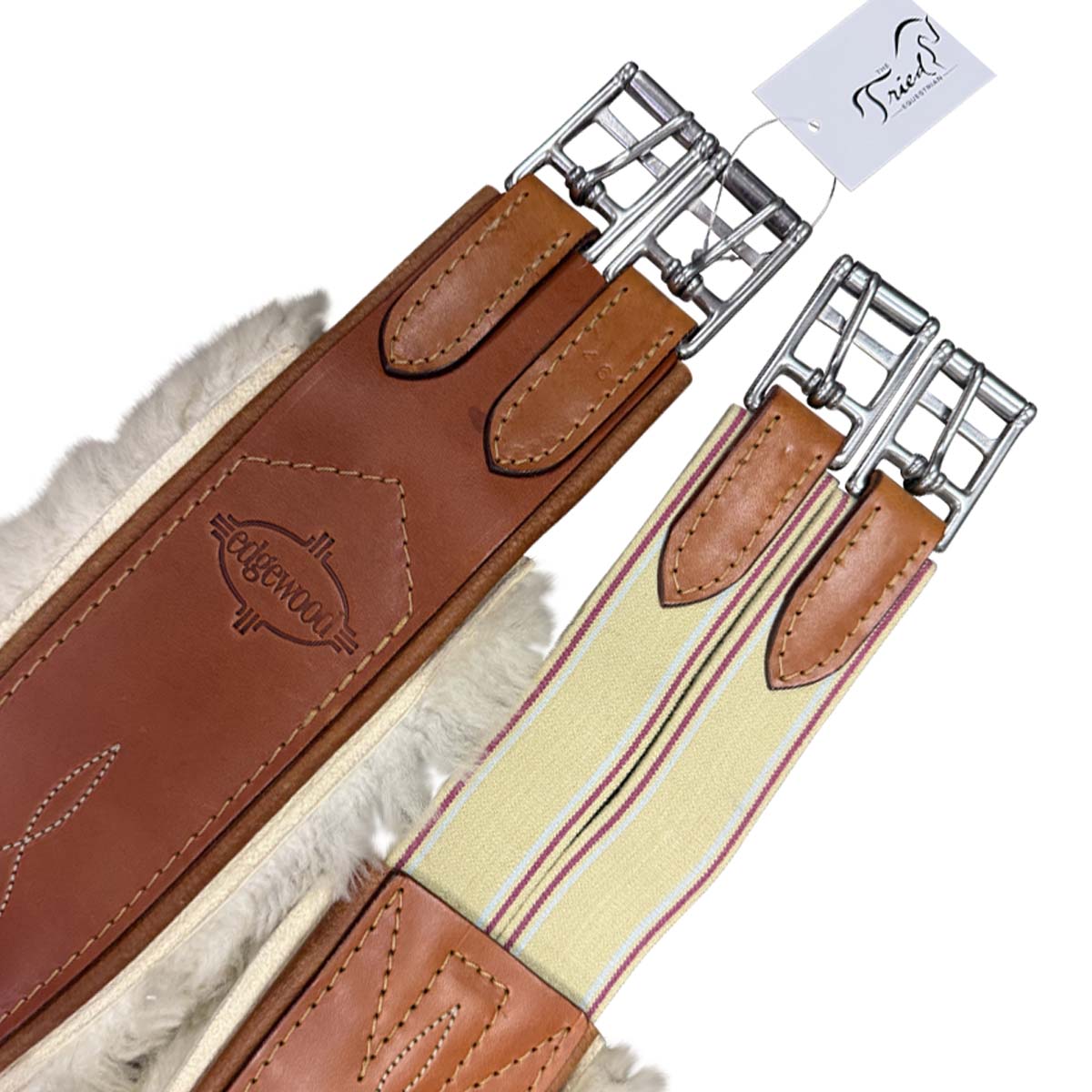 Edgewood Fancy Stitch Sheepskin Girth in Chestnut