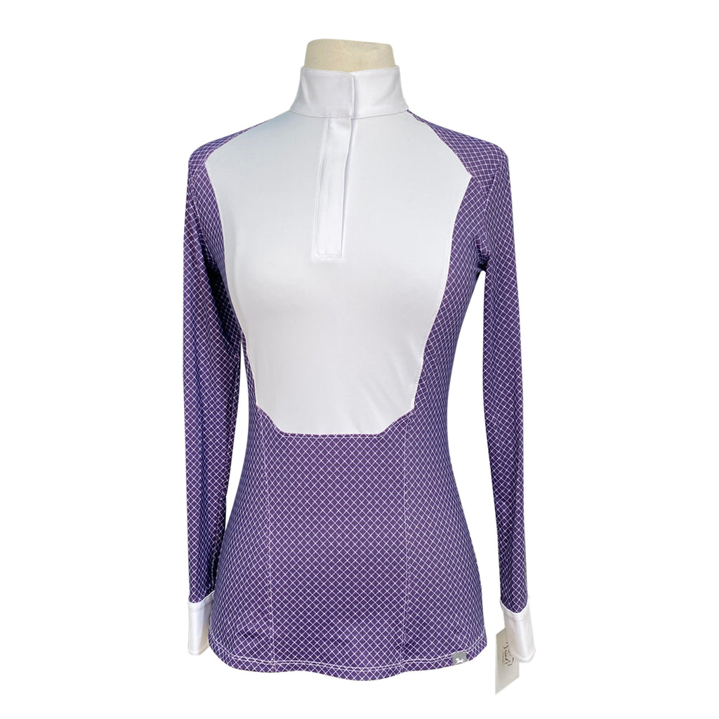 RJ Classics 'Liv' Long Sleeve Show Shirt in White/Plum Micro